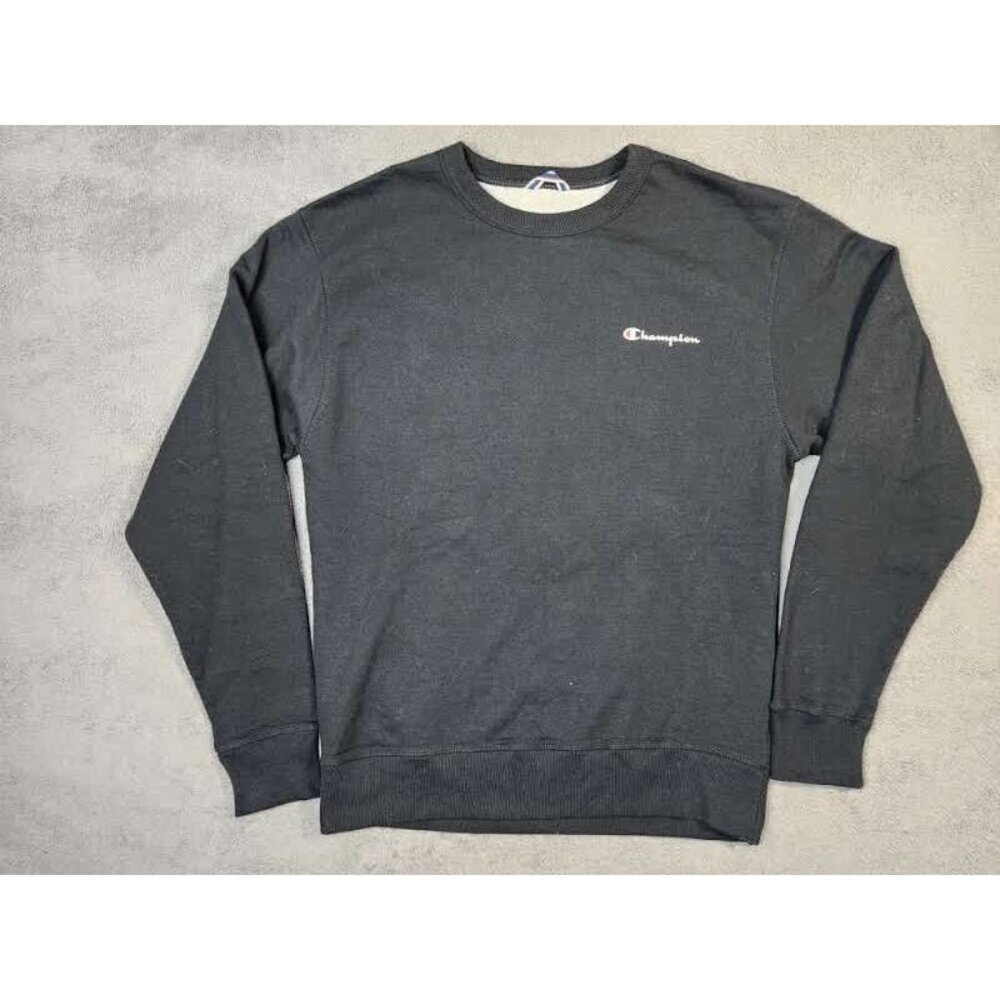 Champion Sweater Adult Mens Medium Black Spell Out Logo Crew Neck Long Sleeve
